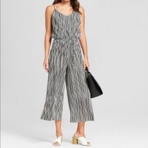 Strappy Striped Cropped Jumpsuit